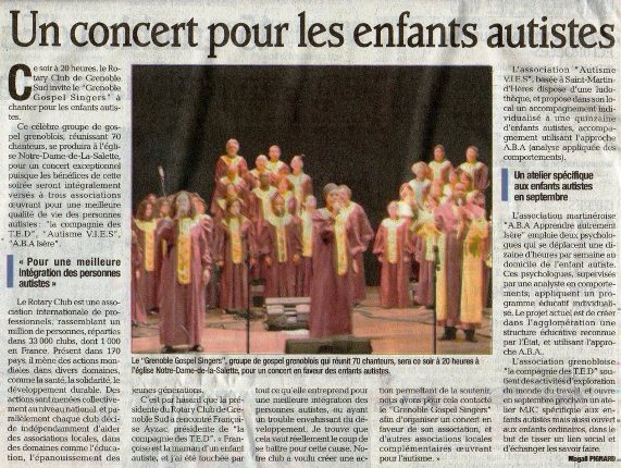 Article du Dauphiné Libéré du 12 mai 2011